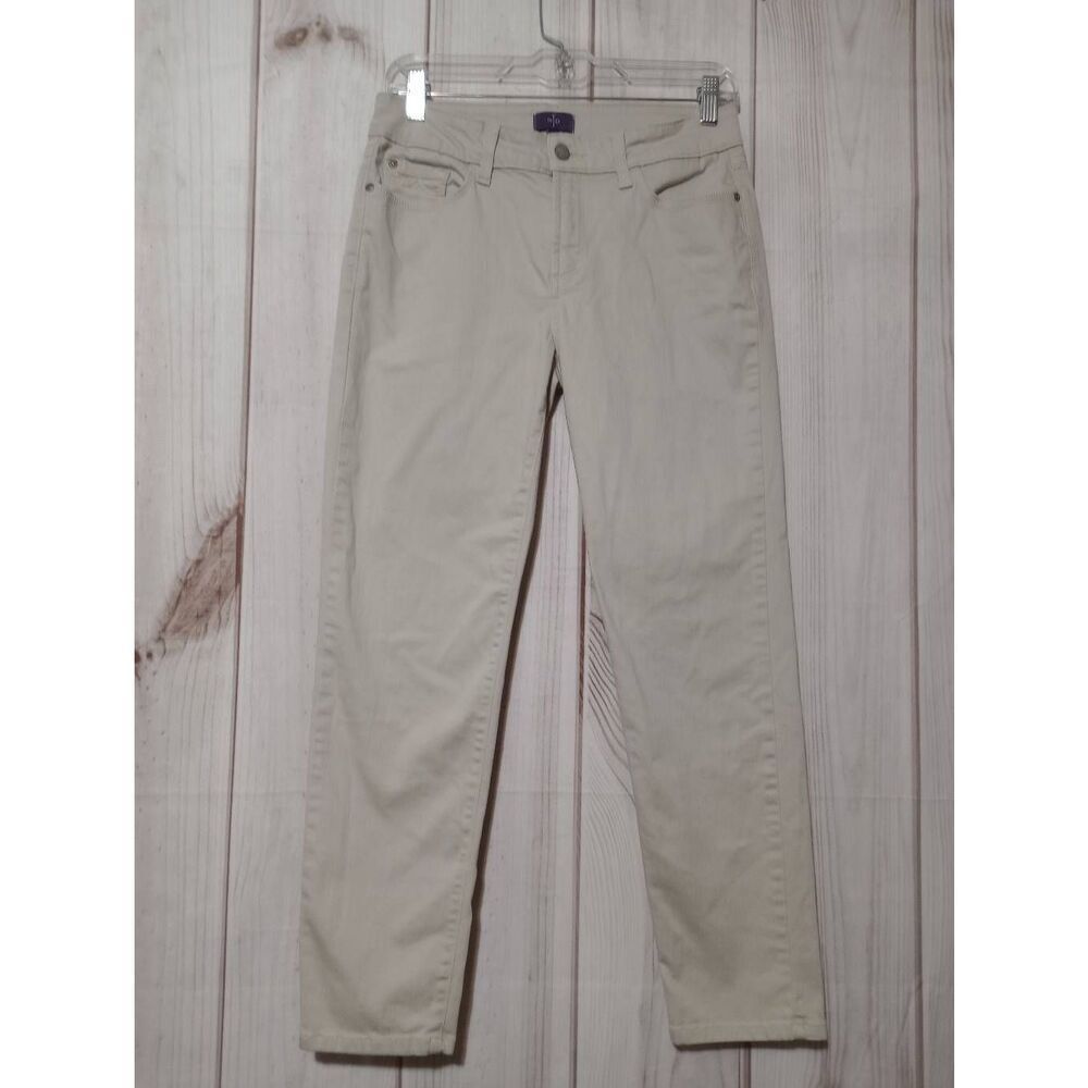 NYDJ Ankle Jeans Beige Khaki Lift Tuck Technology Size 4 Made in USA Stretch